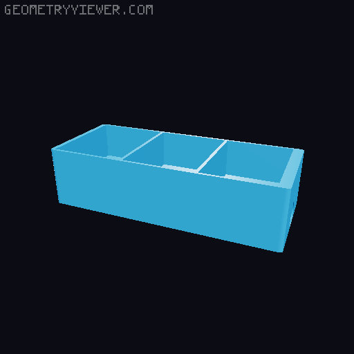 3 Bay Pill Box Drop Down lid with friction fit and magnetic securing. 3D model thumbnail