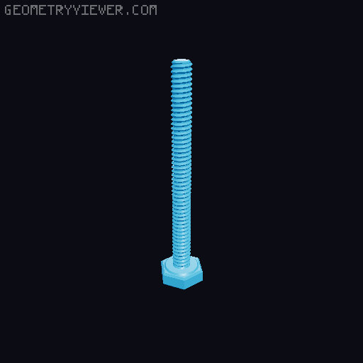Hundreds of Metric Hex Screws Version 1: M2, M3, M4, M5, M6, M8, M10, M12, M14, M16, ... M48 3D model thumbnail