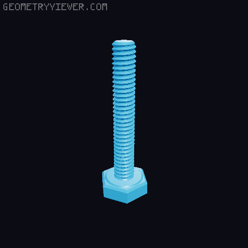 Hundreds of Metric Hex Screws Version 1: M2, M3, M4, M5, M6, M8, M10, M12, M14, M16, ... M48 3D model thumbnail