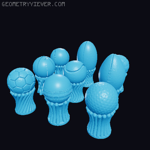 Sports Ball Mega Multi Pack Custom DJ Wormhole Knobs Set - Football Basketball Golf Tennis Baseball and More 3D model thumbnail