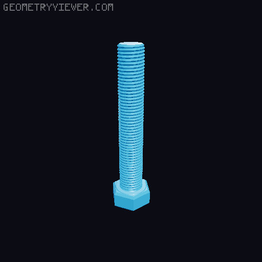Hundreds of Metric Hex Screws Version 1: M2, M3, M4, M5, M6, M8, M10, M12, M14, M16, ... M48 3D model thumbnail