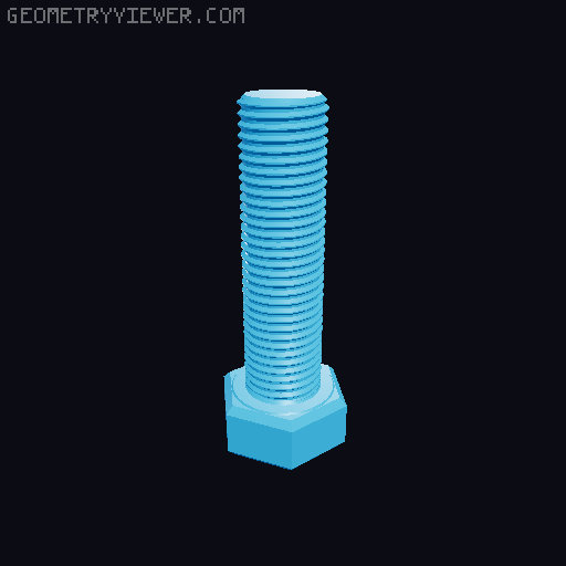Hundreds of Metric Hex Screws Version 1: M2, M3, M4, M5, M6, M8, M10, M12, M14, M16, ... M48 3D model thumbnail