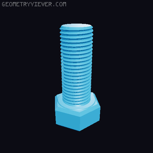 Hundreds of Metric Hex Screws Version 1: M2, M3, M4, M5, M6, M8, M10, M12, M14, M16, ... M48 3D model thumbnail