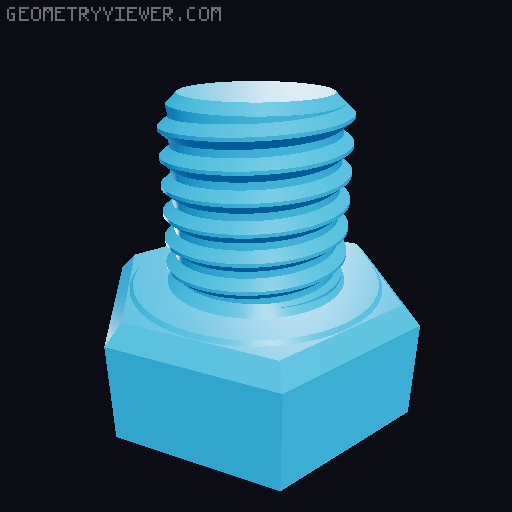 Hundreds of Metric Hex Screws Version 1: M2, M3, M4, M5, M6, M8, M10, M12, M14, M16, ... M48 3D model thumbnail