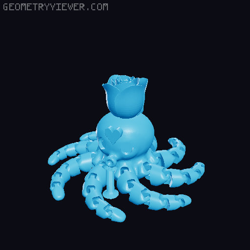 Cute Lovely Octopus Valentine - 6mm + 8mm glass eye compatible 3D model thumbnail