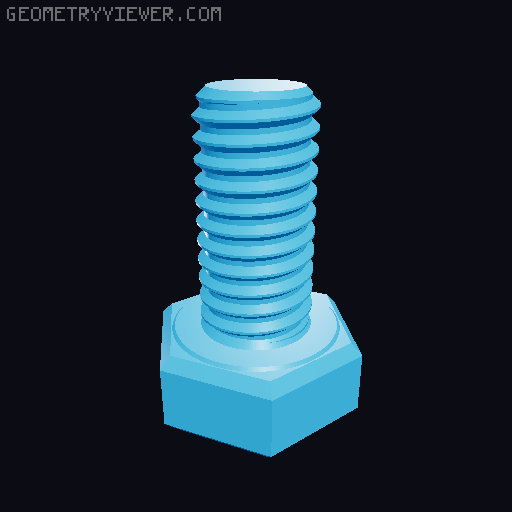 Hundreds of Metric Hex Screws Version 1: M2, M3, M4, M5, M6, M8, M10, M12, M14, M16, ... M48 3D model thumbnail