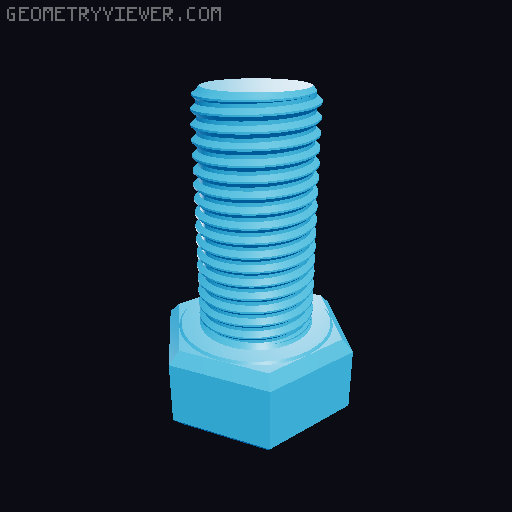 Hundreds of Metric Hex Screws Version 1: M2, M3, M4, M5, M6, M8, M10, M12, M14, M16, ... M48 3D model thumbnail