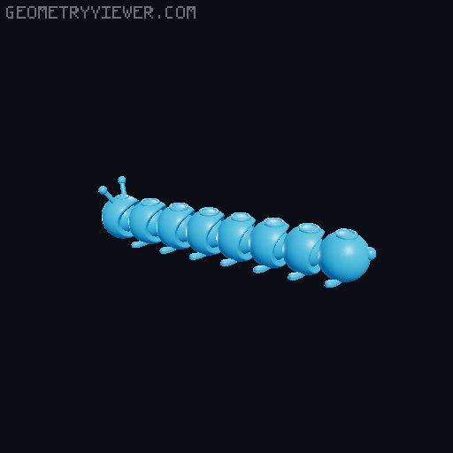 Cute articulated caterpillar 3D model thumbnail