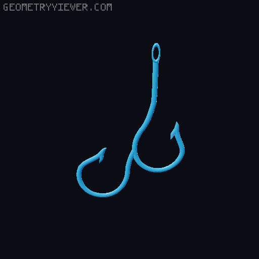 Model A Day Challenge - Day 72 - Fishing Hook 3D model thumbnail