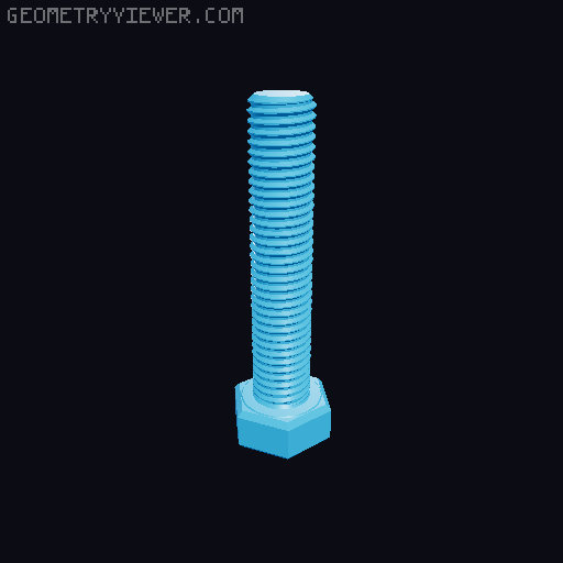 Hundreds of Metric Hex Screws Version 1: M2, M3, M4, M5, M6, M8, M10, M12, M14, M16, ... M48 3D model thumbnail