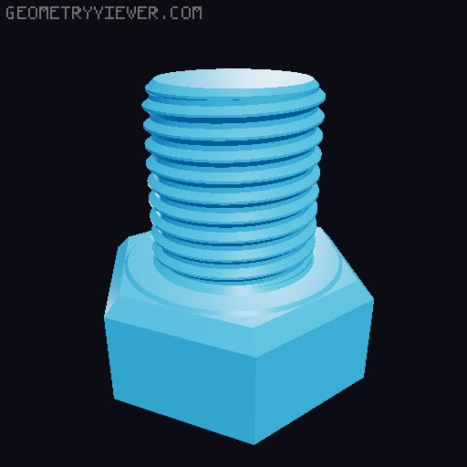 Hundreds of Metric Hex Screws Version 1: M2, M3, M4, M5, M6, M8, M10, M12, M14, M16, ... M48 3D model thumbnail