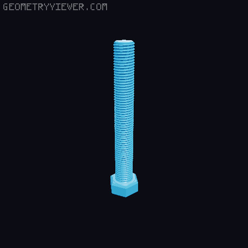 Hundreds of Metric Hex Screws Version 1: M2, M3, M4, M5, M6, M8, M10, M12, M14, M16, ... M48 3D model thumbnail