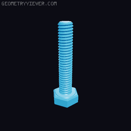 Hundreds of Metric Hex Screws Version 1: M2, M3, M4, M5, M6, M8, M10, M12, M14, M16, ... M48 3D model thumbnail