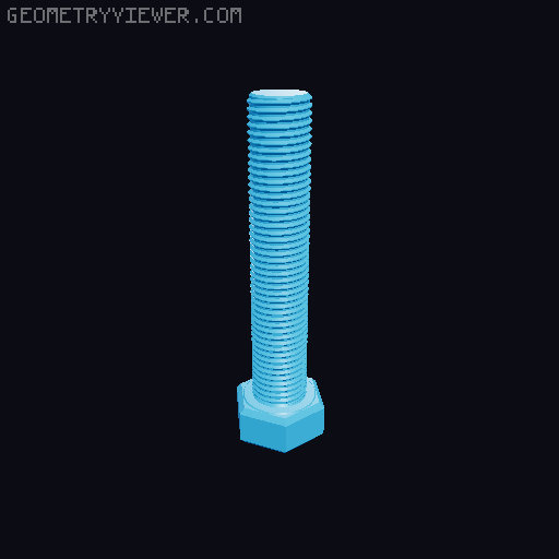 Hundreds of Metric Hex Screws Version 1: M2, M3, M4, M5, M6, M8, M10, M12, M14, M16, ... M48 3D model thumbnail