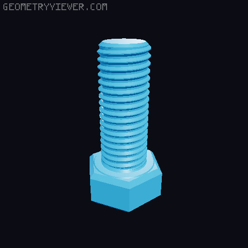 Hundreds of Metric Hex Screws Version 1: M2, M3, M4, M5, M6, M8, M10, M12, M14, M16, ... M48 3D model thumbnail