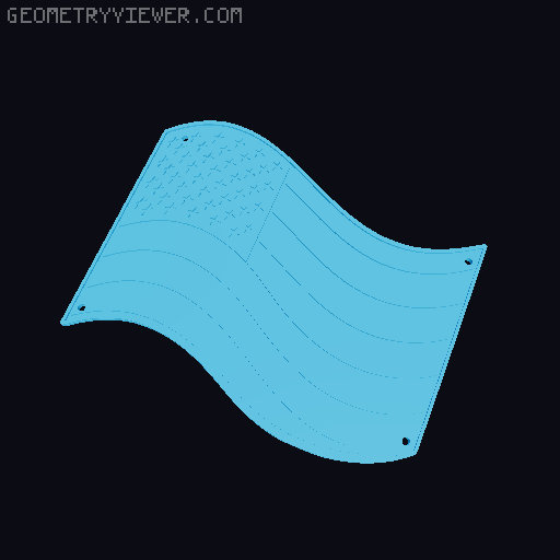 US flag Wavy House Nuumber Sign 3D model thumbnail