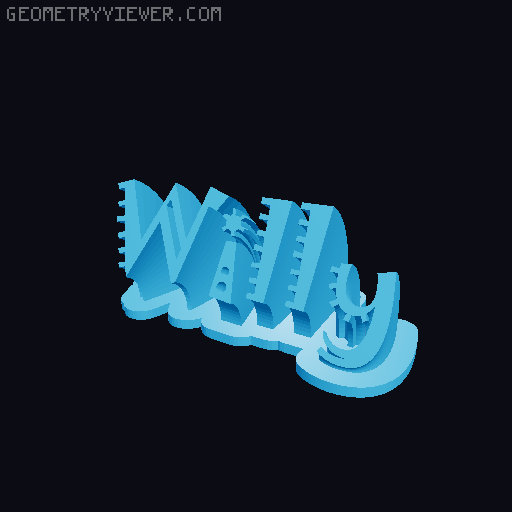 Sweeping crazy name tag 3D model thumbnail