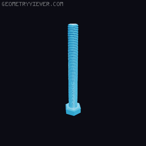 Hundreds of Metric Hex Screws Version 1: M2, M3, M4, M5, M6, M8, M10, M12, M14, M16, ... M48 3D model thumbnail