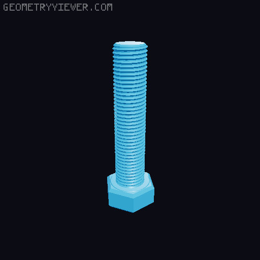 Hundreds of Metric Hex Screws Version 1: M2, M3, M4, M5, M6, M8, M10, M12, M14, M16, ... M48 3D model thumbnail