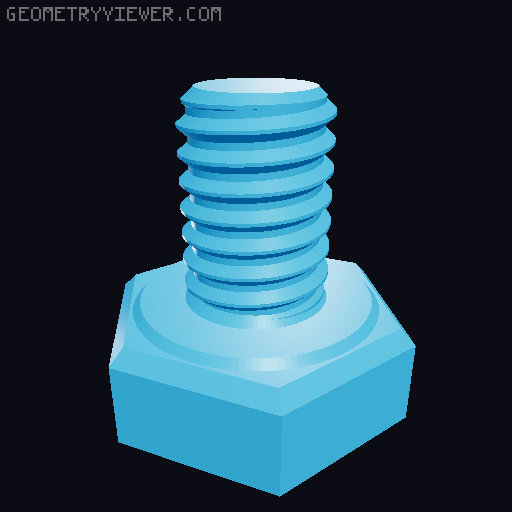 Hundreds of Metric Hex Screws Version 1: M2, M3, M4, M5, M6, M8, M10, M12, M14, M16, ... M48 3D model thumbnail
