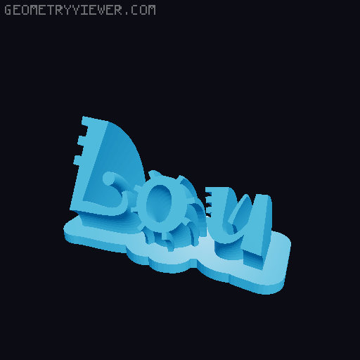 Sweeping crazy name tag 3D model thumbnail