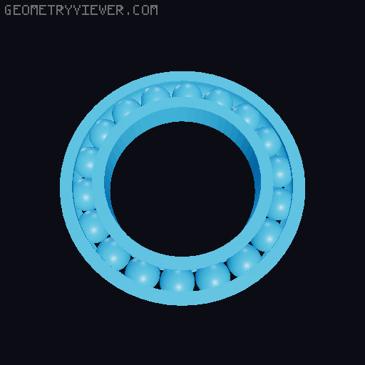 Ball Bearing, Print in Place, 20mm balls, 4 diameters 3D model thumbnail