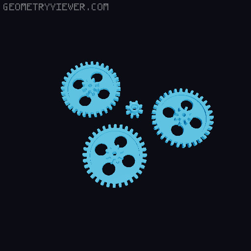 "T" Reduction for a D130 Motor ("Gear Set 02") 3D model thumbnail