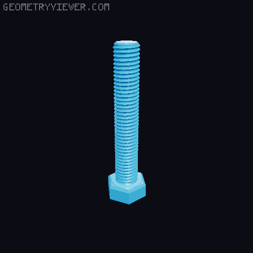 Hundreds of Metric Hex Screws Version 1: M2, M3, M4, M5, M6, M8, M10, M12, M14, M16, ... M48 3D model thumbnail