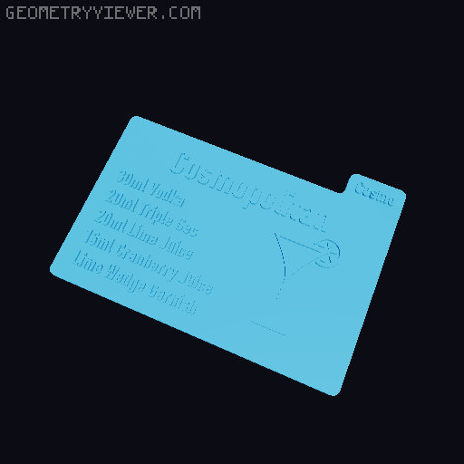 Cocktail Recipe Quick Reference Cards + Holder 3D model thumbnail