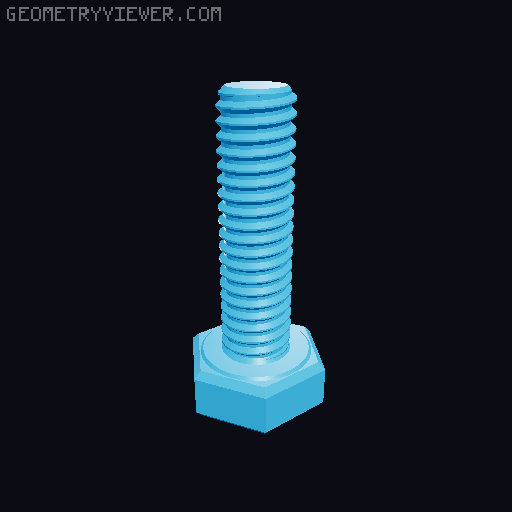 Hundreds of Metric Hex Screws Version 1: M2, M3, M4, M5, M6, M8, M10, M12, M14, M16, ... M48 3D model thumbnail