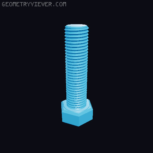 Hundreds of Metric Hex Screws Version 1: M2, M3, M4, M5, M6, M8, M10, M12, M14, M16, ... M48 3D model thumbnail