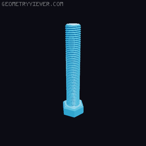 Hundreds of Metric Hex Screws Version 1: M2, M3, M4, M5, M6, M8, M10, M12, M14, M16, ... M48 3D model thumbnail