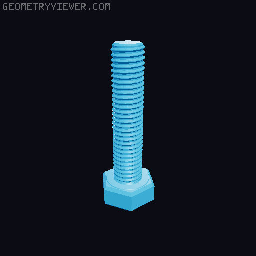 Hundreds of Metric Hex Screws Version 1: M2, M3, M4, M5, M6, M8, M10, M12, M14, M16, ... M48 3D model thumbnail