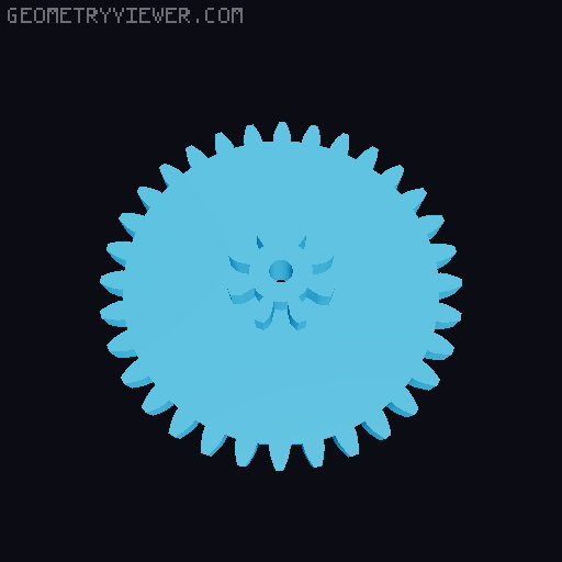 "T" Reduction for a D130 Motor ("Gear Set 02") 3D model thumbnail