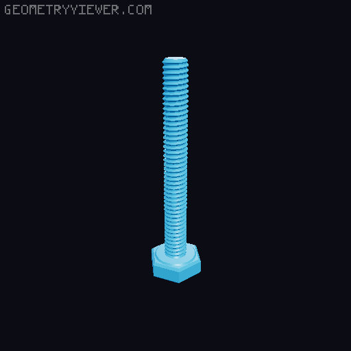 Hundreds of Metric Hex Screws Version 1: M2, M3, M4, M5, M6, M8, M10, M12, M14, M16, ... M48 3D model thumbnail