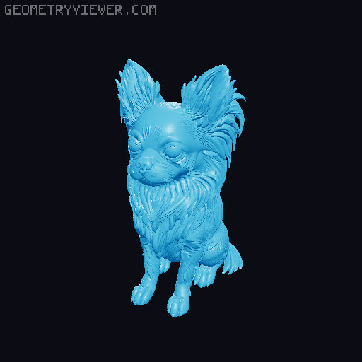 Long-haired realistic Chihuahua  3D model thumbnail
