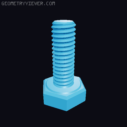 Hundreds of Metric Hex Screws Version 1: M2, M3, M4, M5, M6, M8, M10, M12, M14, M16, ... M48 3D model thumbnail