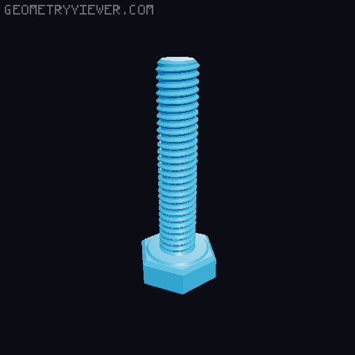 Hundreds of Metric Hex Screws Version 1: M2, M3, M4, M5, M6, M8, M10, M12, M14, M16, ... M48 3D model thumbnail