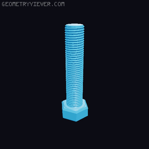 Hundreds of Metric Hex Screws Version 1: M2, M3, M4, M5, M6, M8, M10, M12, M14, M16, ... M48 3D model thumbnail