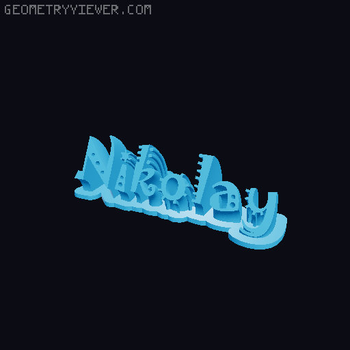 Sweeping crazy name tag 3D model thumbnail