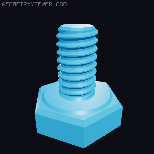 Hundreds of Metric Hex Screws Version 1: M2, M3, M4, M5, M6, M8, M10, M12, M14, M16, ... M48 3D model thumbnail