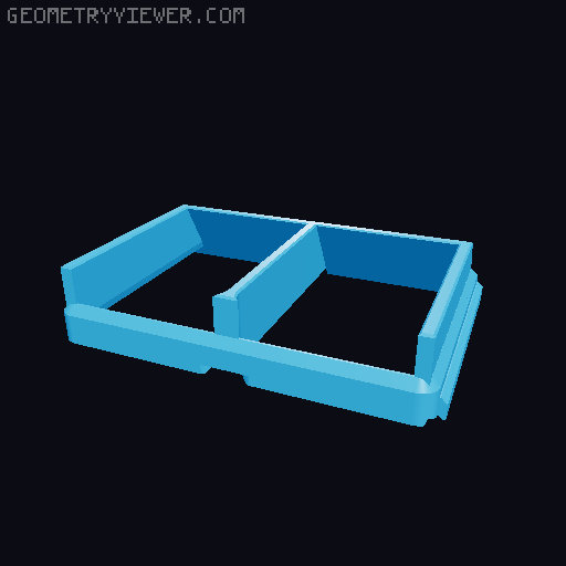 Gridfinity tray with handles and Modern Case spill protectors 3D model thumbnail