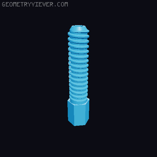 Two piece axle with bearing and captive nut. 3D model thumbnail