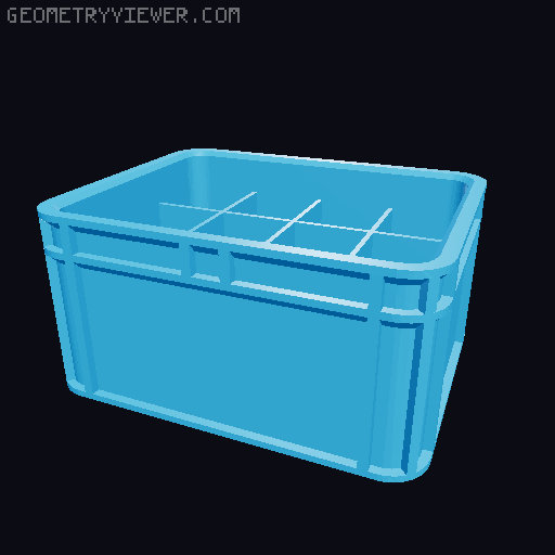 Low Wall and Extended Size Battery Beer Crate 3D model thumbnail