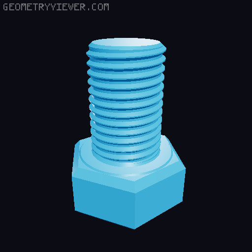 Hundreds of Metric Hex Screws Version 1: M2, M3, M4, M5, M6, M8, M10, M12, M14, M16, ... M48 3D model thumbnail