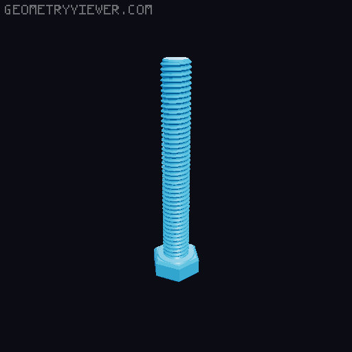 Hundreds of Metric Hex Screws Version 1: M2, M3, M4, M5, M6, M8, M10, M12, M14, M16, ... M48 3D model thumbnail