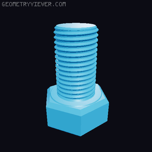 Hundreds of Metric Hex Screws Version 1: M2, M3, M4, M5, M6, M8, M10, M12, M14, M16, ... M48 3D model thumbnail