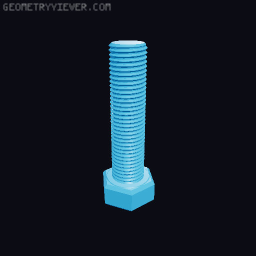 Hundreds of Metric Hex Screws Version 1: M2, M3, M4, M5, M6, M8, M10, M12, M14, M16, ... M48 3D model thumbnail