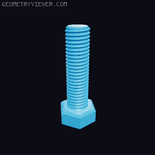 Hundreds of Metric Hex Screws Version 1: M2, M3, M4, M5, M6, M8, M10, M12, M14, M16, ... M48 3D model thumbnail