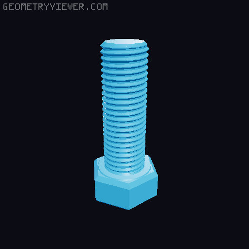 Hundreds of Metric Hex Screws Version 1: M2, M3, M4, M5, M6, M8, M10, M12, M14, M16, ... M48 3D model thumbnail